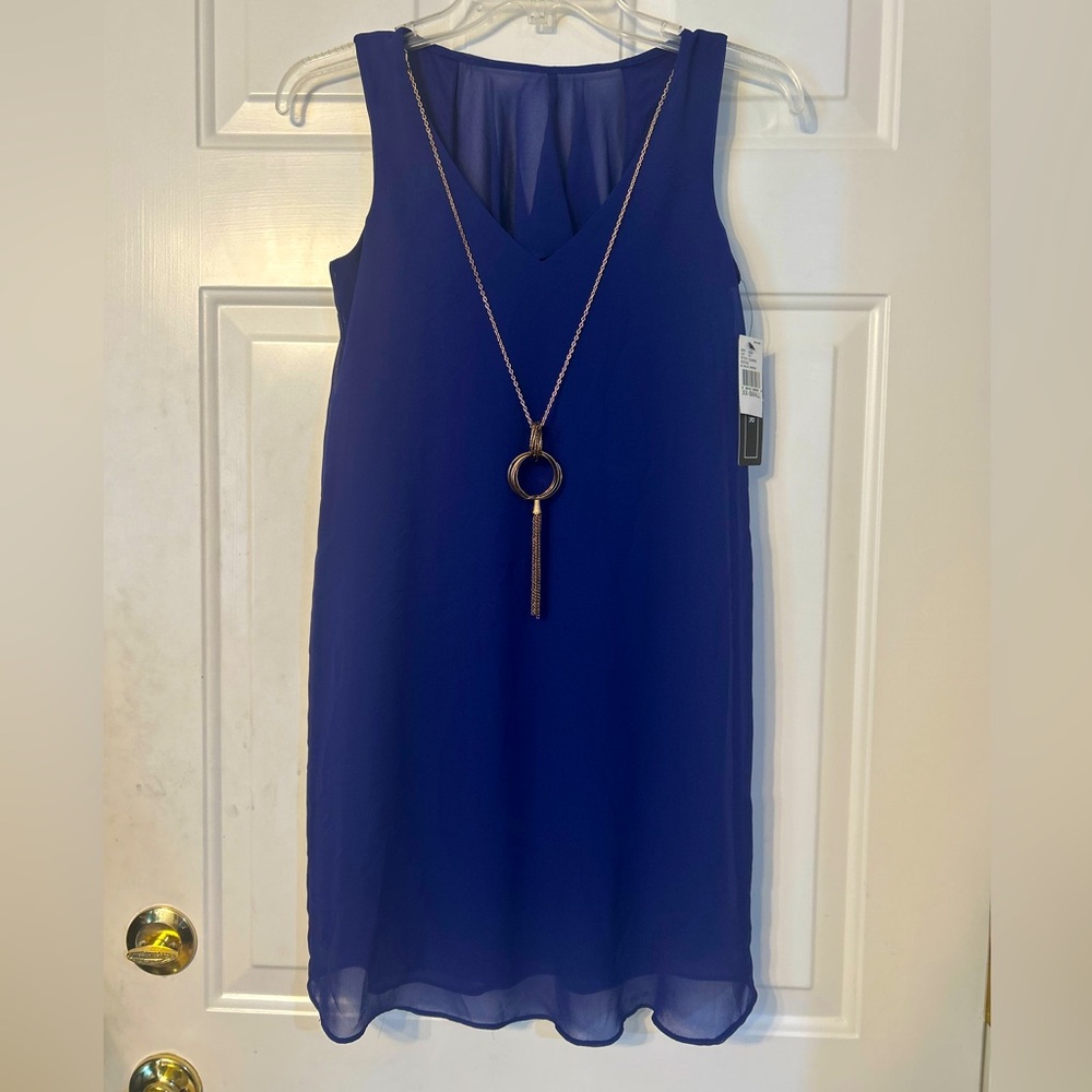 NWT Royal blue minidress with necklace, size XXS
